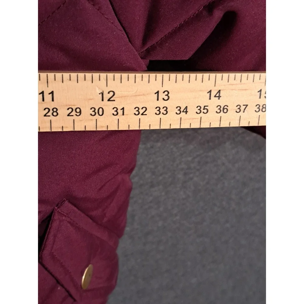 OshKosh Bgosh Toddler Girls Burgundy Quilted Puffer Jacket Leopard Hood 12M